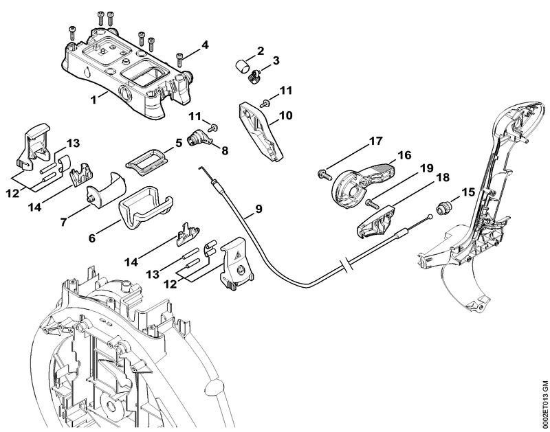 STIHL 4244-791-2901 Hebel positie 16 technische tekening