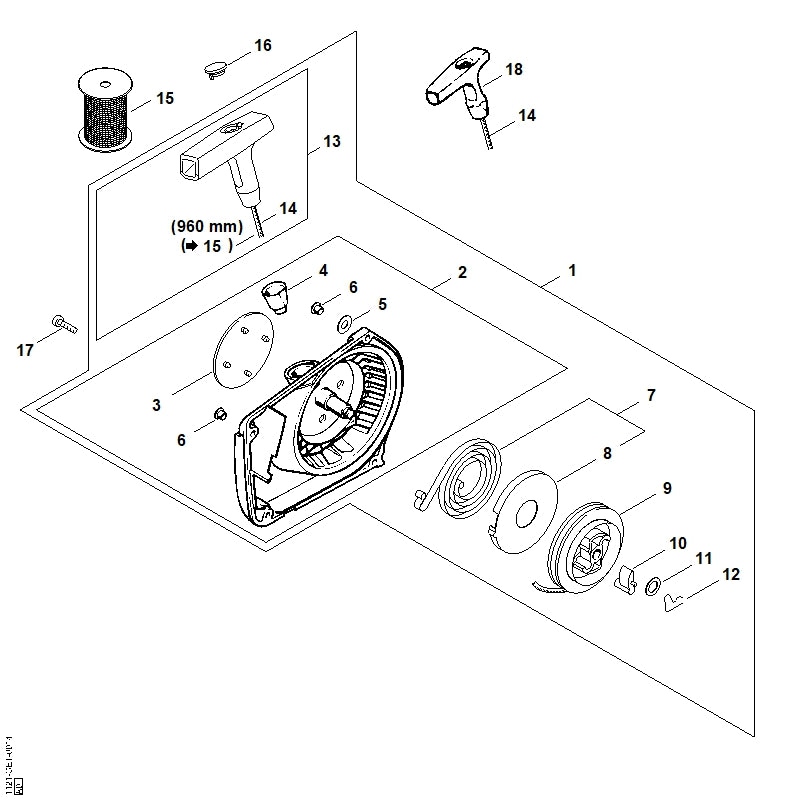 STIHL 1121-967-1507 Typenschild MS 260 positie 3 technische tekening