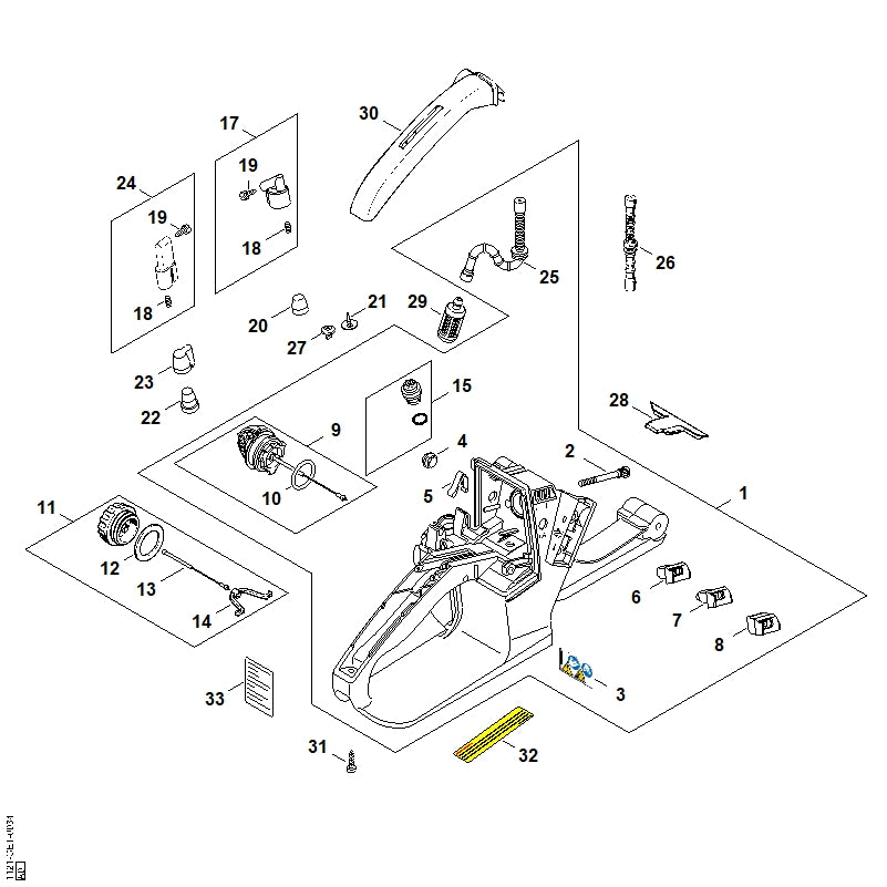 STIHL 1121-358-7705 Schlauch positie 26 technische tekening