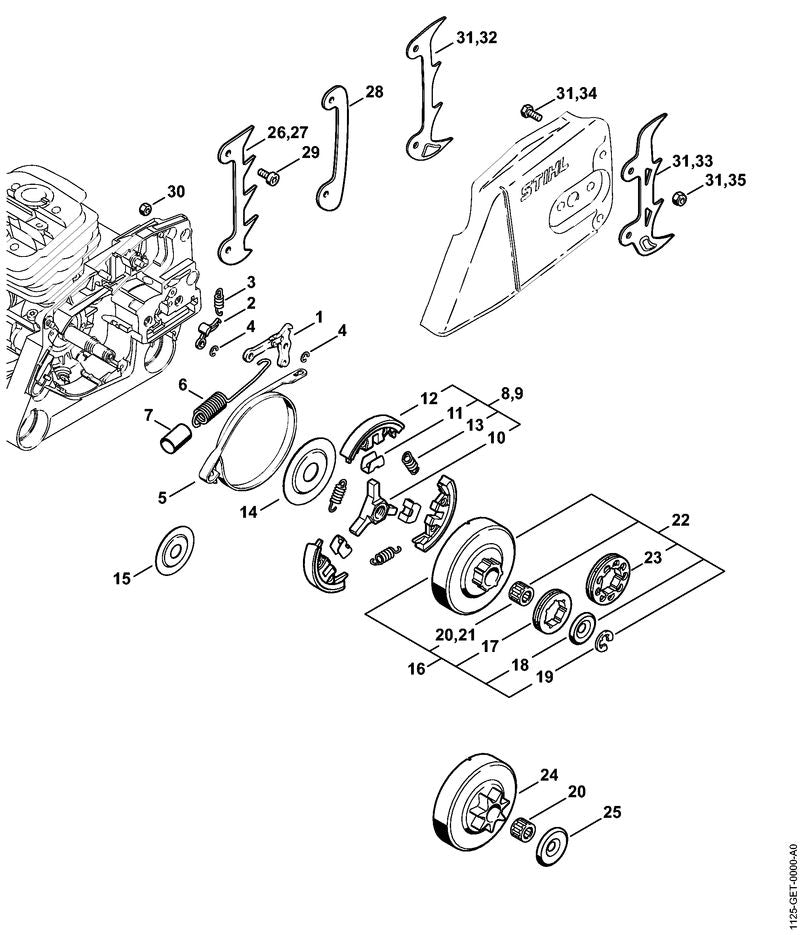STIHL 0000-660-0800 Krallenanschlag positie 31 technische tekening