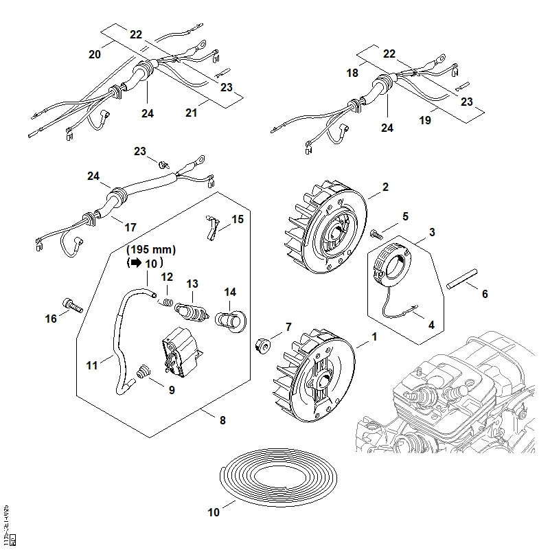 STIHL 1135-400-1308 Zündmodul positie 8 technische tekening