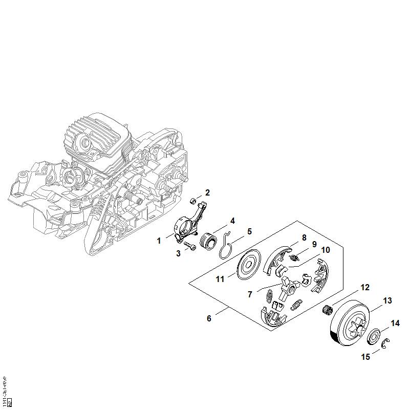STIHL 1141-640-3203 Ölpumpe positie 1 technische tekening