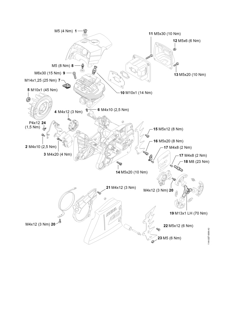 STIHL 0000-953-0810 Stiftschraube M5 positie 8 technische tekening
