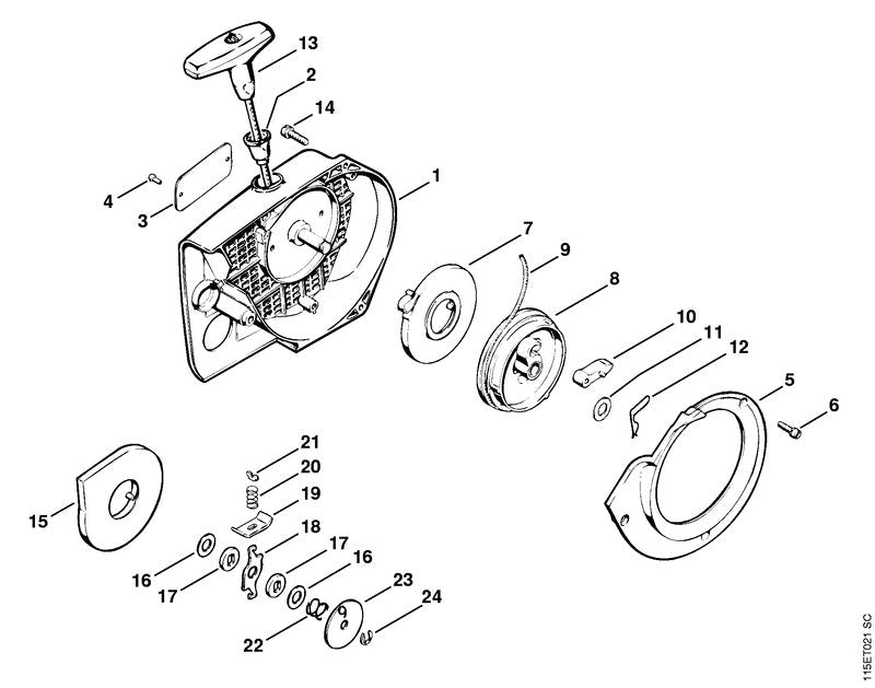 STIHL 1115-080-1801 Lüftergehäuse positie 1 technische tekening