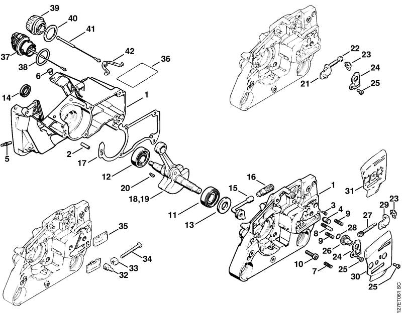 STIHL 1121-664-1600 Spannschraube positie 22 technische tekening
