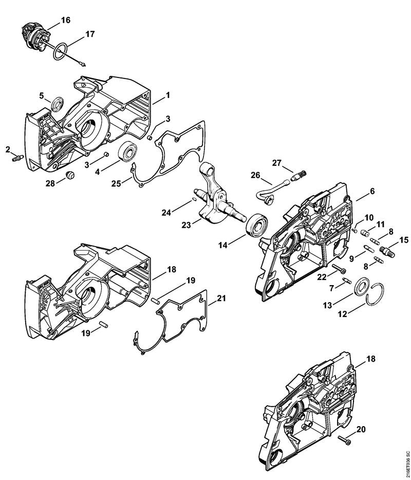 STIHL 0000-988-5215 Stutzen positie 2 technische tekening