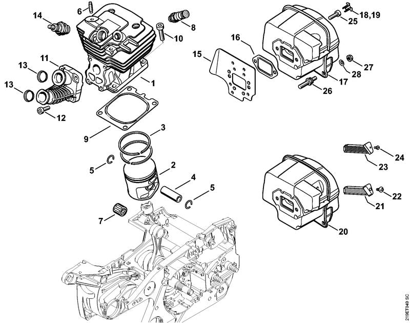 STIHL 0000-953-0807 Stiftschraube M5 positie 6 technische tekening