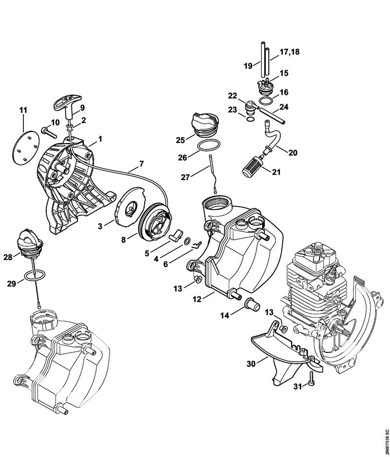 STIHL 4180-350-0417 Kraftstofftank positie 12 technische tekening