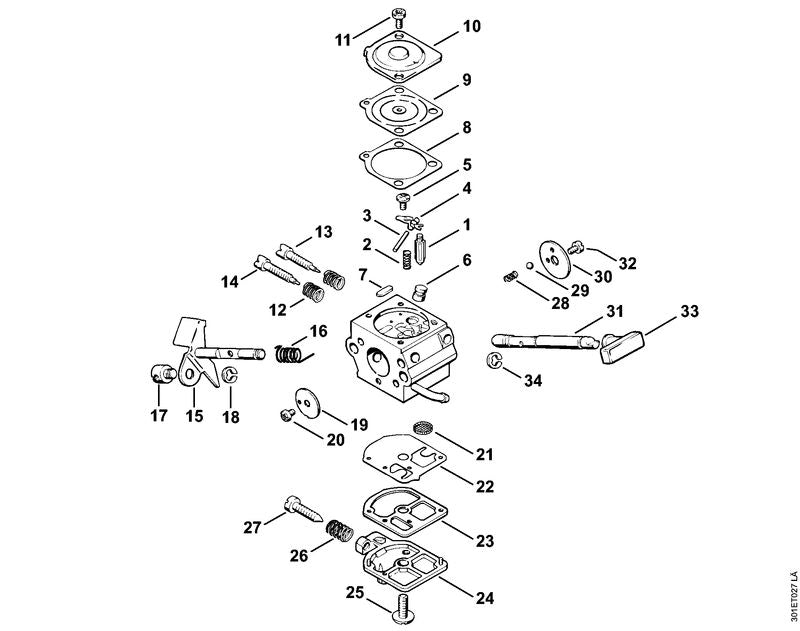 STIHL 4119-122-6802 Leerlaufstellschraube positie 14 technische tekening