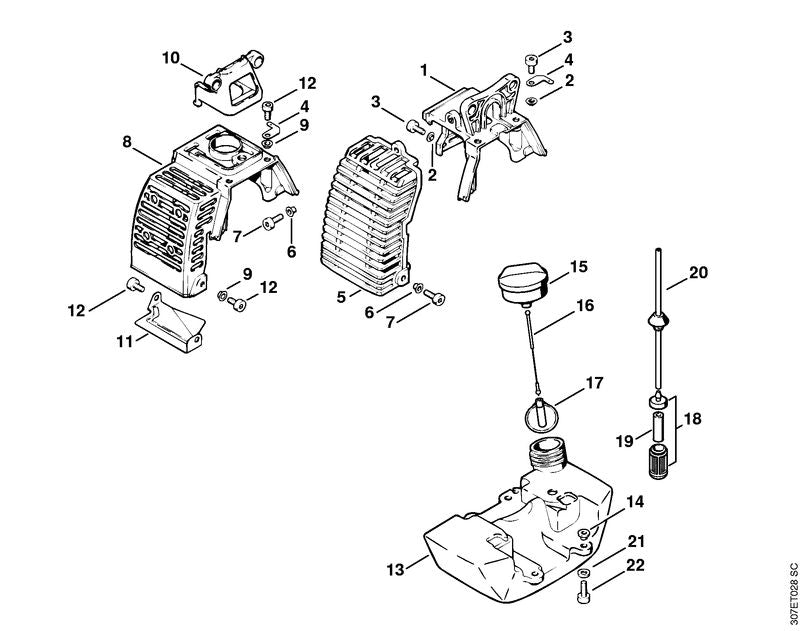 STIHL 4126-350-0405 Kraftstofftank positie -1 technische tekening