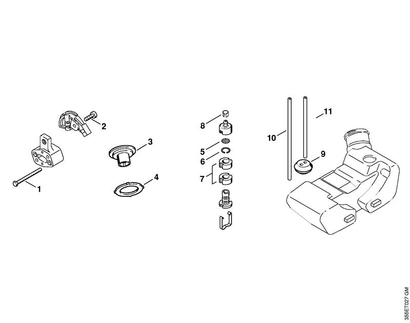 STIHL 4133-353-9201 Tülle positie 9 technische tekening