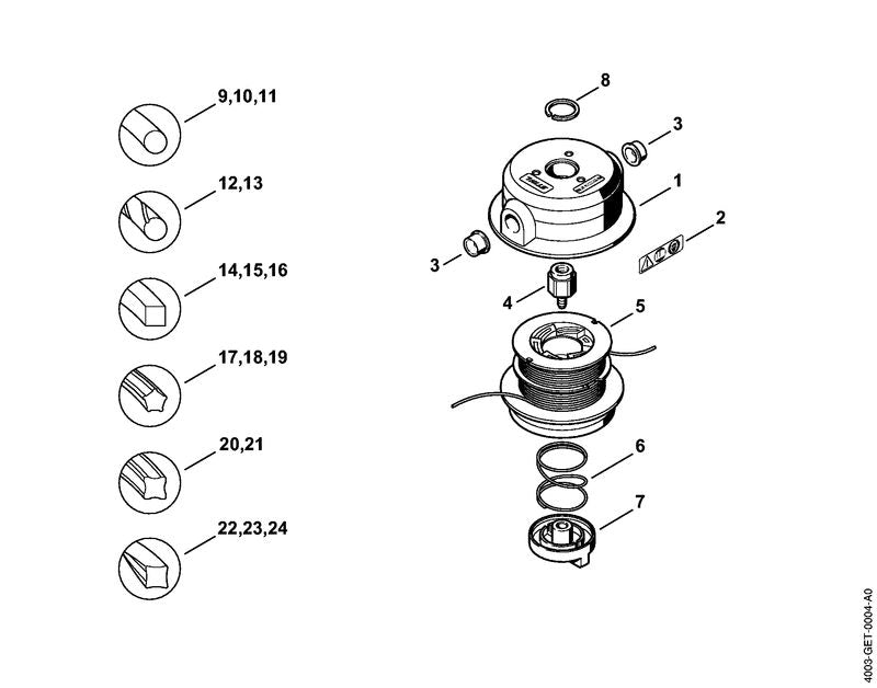 STIHL 4003-713-6501 Bundschraube M12x1,5 links positie 4 technische tekening