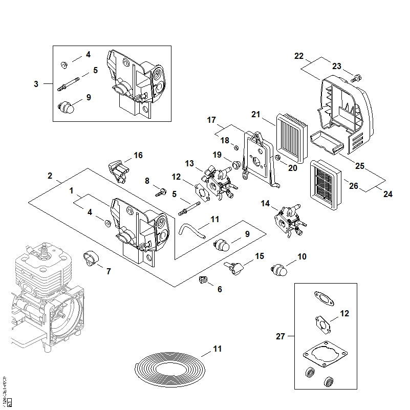 STIHL 4128-141-0310 Luftfilter positie 26 technische tekening