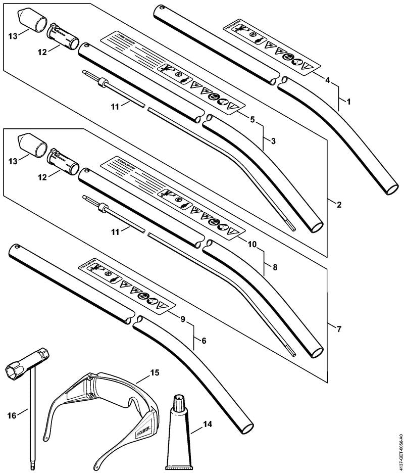 STIHL 4137-710-3203 Antriebswelle positie 11 technische tekening
