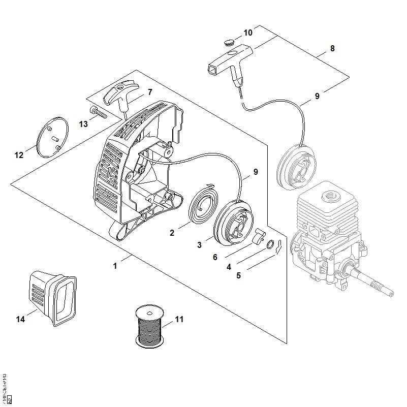 STIHL 4140-967-1501 Typenschild FS 55 positie 12 technische tekening