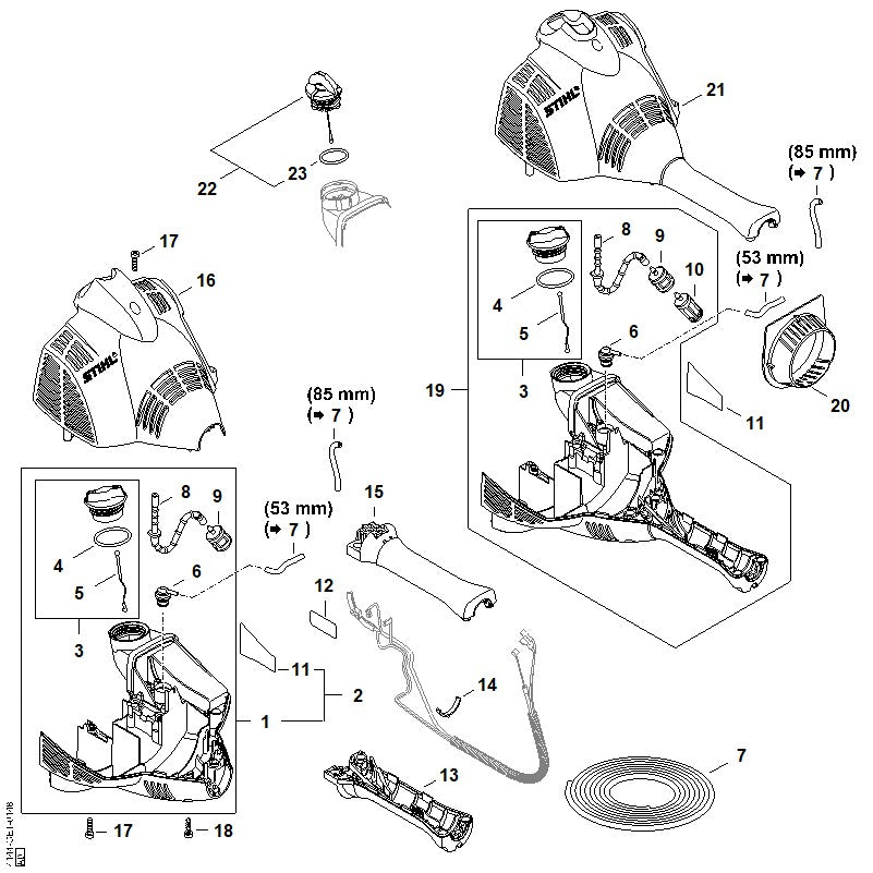 STIHL 4144-080-1610 Haube positie 21 technische tekening