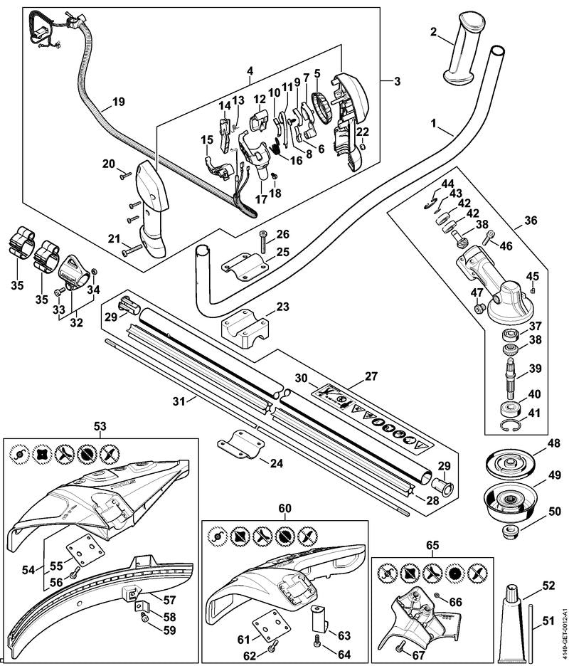 STIHL 4149-790-1306 Bedienungsgriff positie 3 technische tekening
