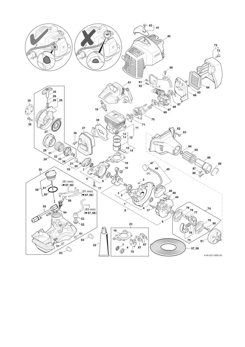STIHL 4149-140-1005 Filterdeckel positie 72 technische tekening