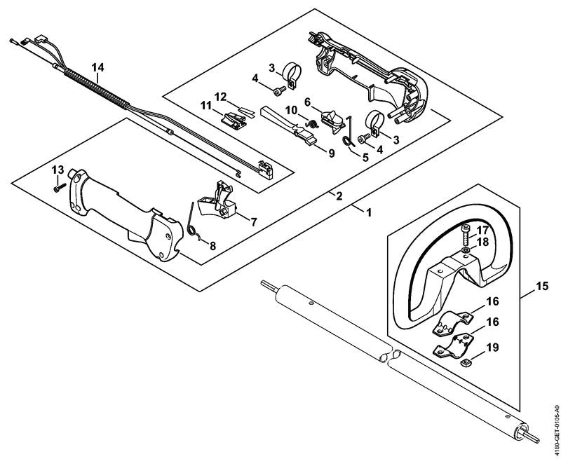 STIHL 4280-180-1150 Gaszug positie 14 technische tekening
