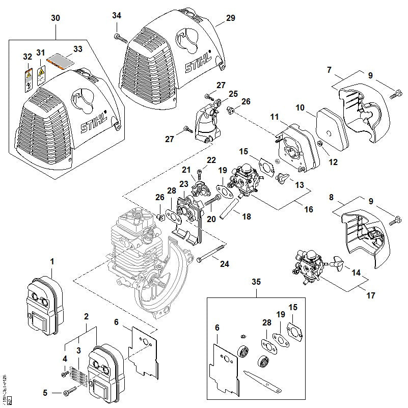 STIHL 4180-140-0602 Schalldämpfer positie 2 technische tekening
