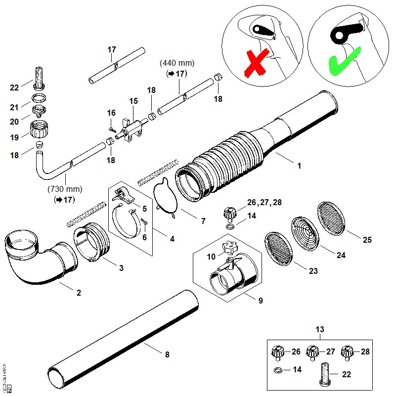 STIHL 4203-007-1019 Satz ULV-Düsen positie 13 technische tekening
