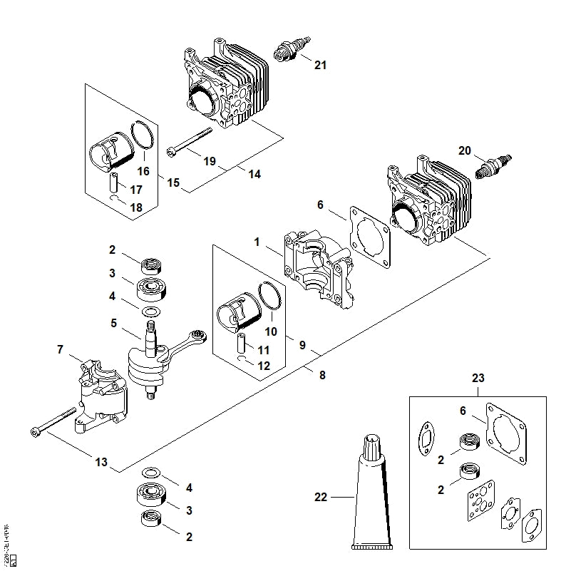 STIHL 4228-030-0407 Kurbelwelle positie 5 technische tekening