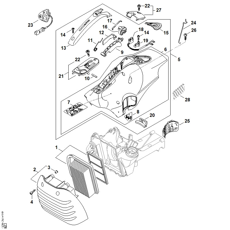STIHL 4238-123-7502 Tülle positie 25 technische tekening
