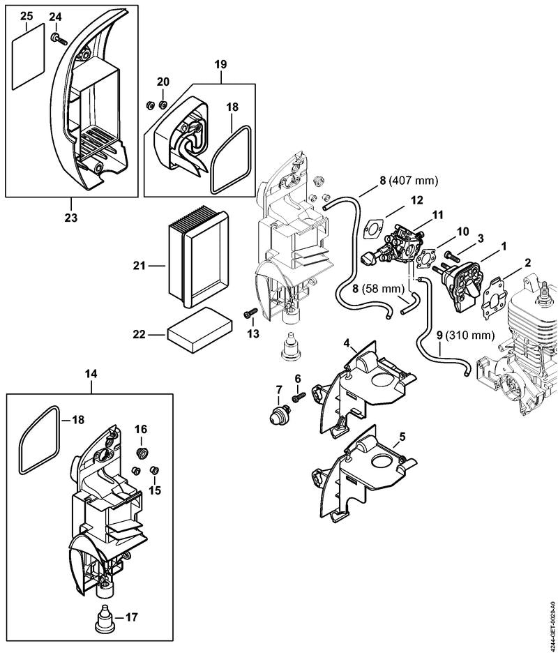 STIHL 4244-141-0600 Vorfilter positie 22 technische tekening
