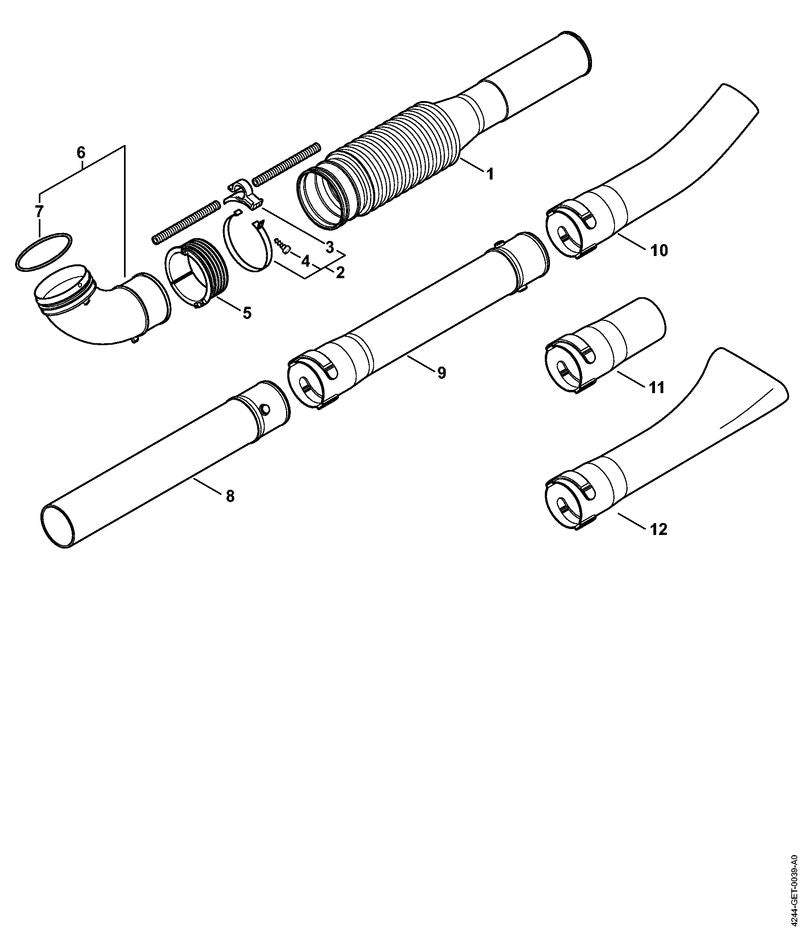 STIHL 4244-700-6900 Krümmer positie 6 technische tekening