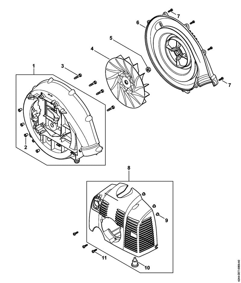 STIHL 4244-700-2104 Abdeckhaube positie 8 technische tekening