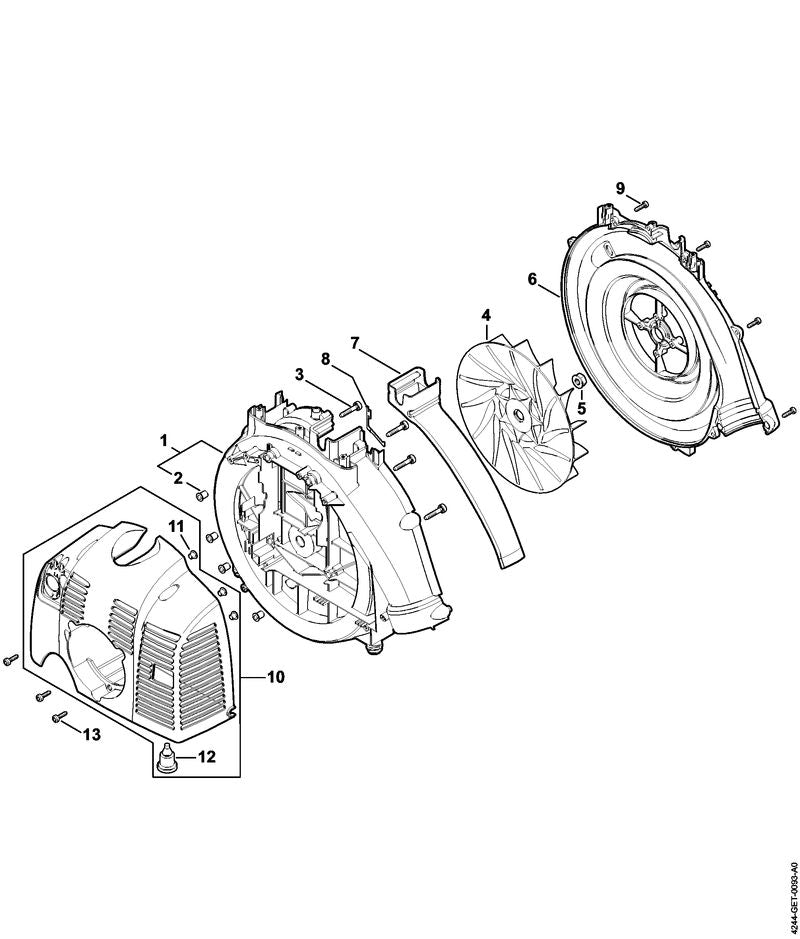 STIHL 4244-761-0801 Luftführung positie 7 technische tekening