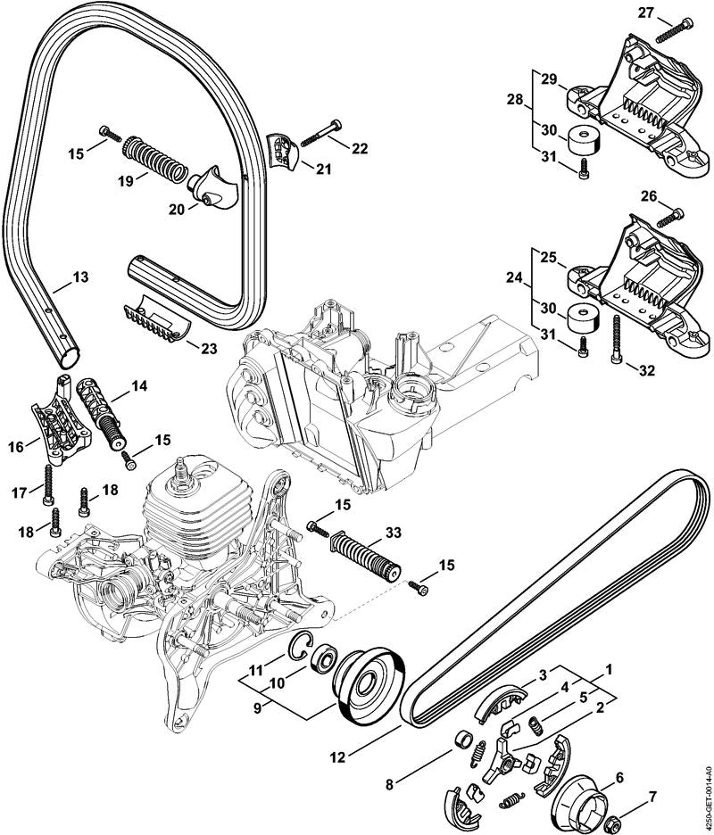 STIHL 4250-160-2000 Kupplung positie 1 technische tekening