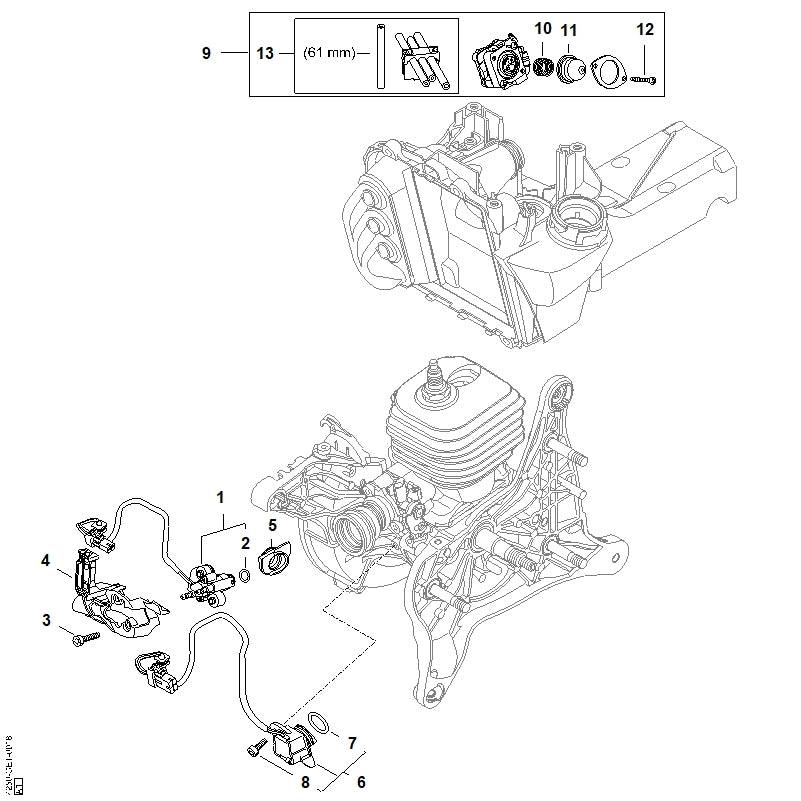 STIHL 4250-122-7100 Schraube M3x23,5 positie 12 technische tekening