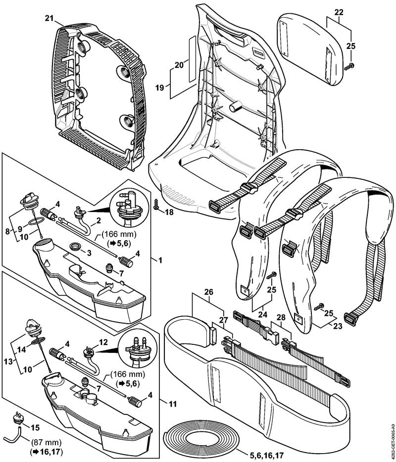 STIHL 4282-350-1400 Verbindungsstück positie 15 technische tekening