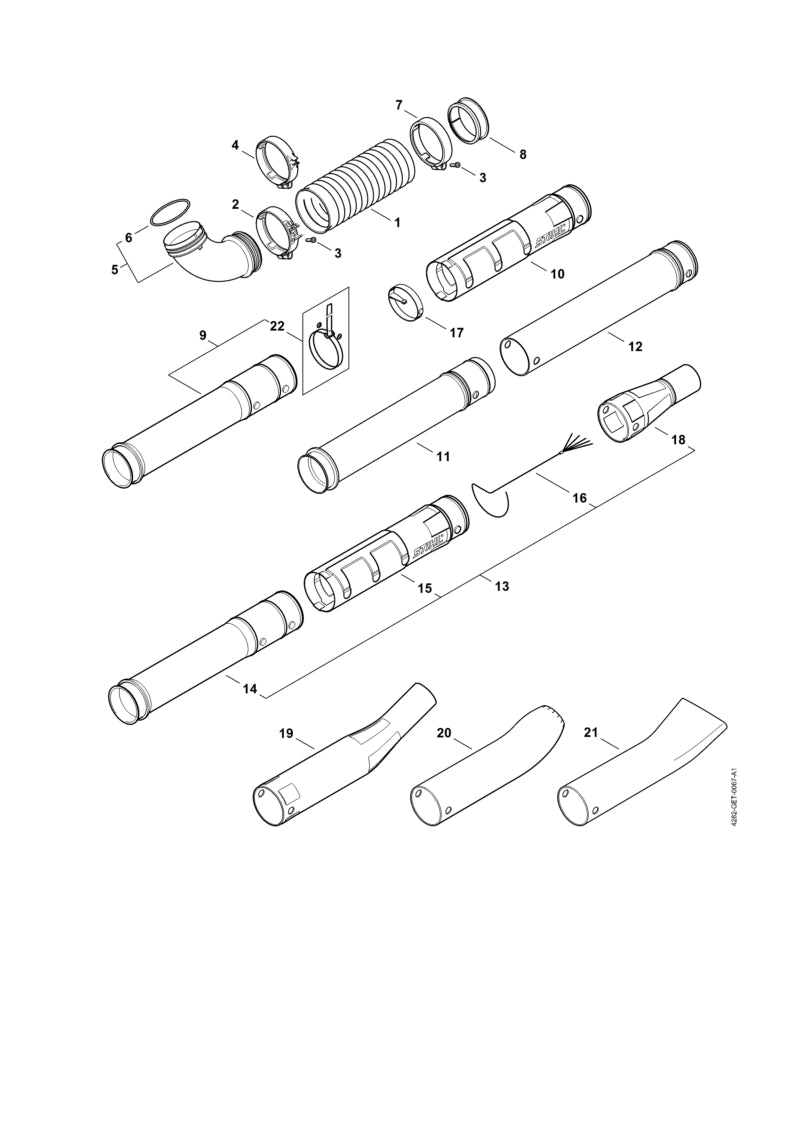 STIHL 4282-700-1800 Blasrohr positie 10 technische tekening