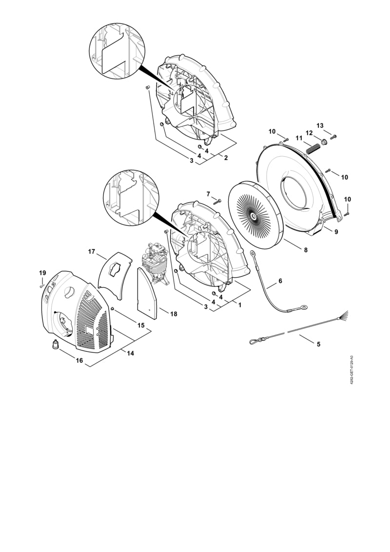 STIHL 4282-706-3240 Dämmeinlage positie 18 technische tekening