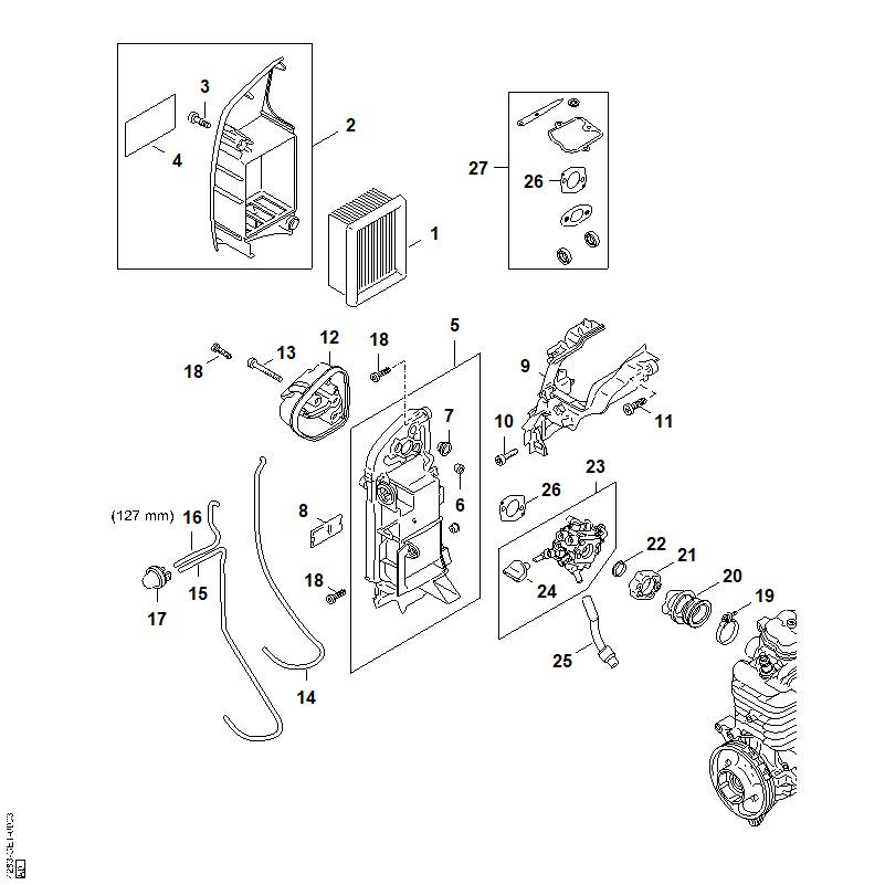 STIHL 4283-140-1003 Filterdeckel positie 2 technische tekening