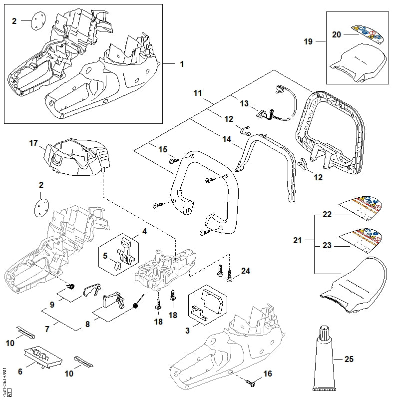 STIHL 4521-600-0809 Motorgehäuse positie 1 technische tekening