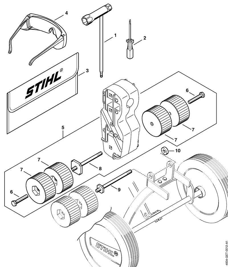 STIHL 4604-890-3400 Kombischlüssel positie 1 technische tekening