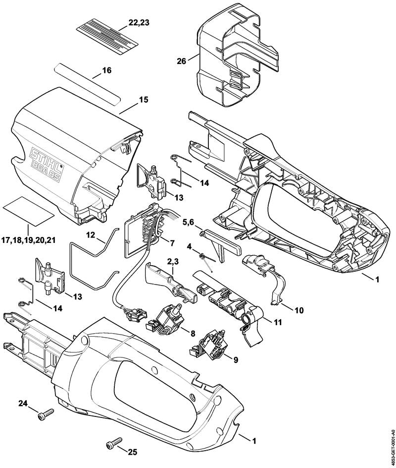 STIHL 4853-600-3501 Abdeckung BGA 85 positie 15 technische tekening