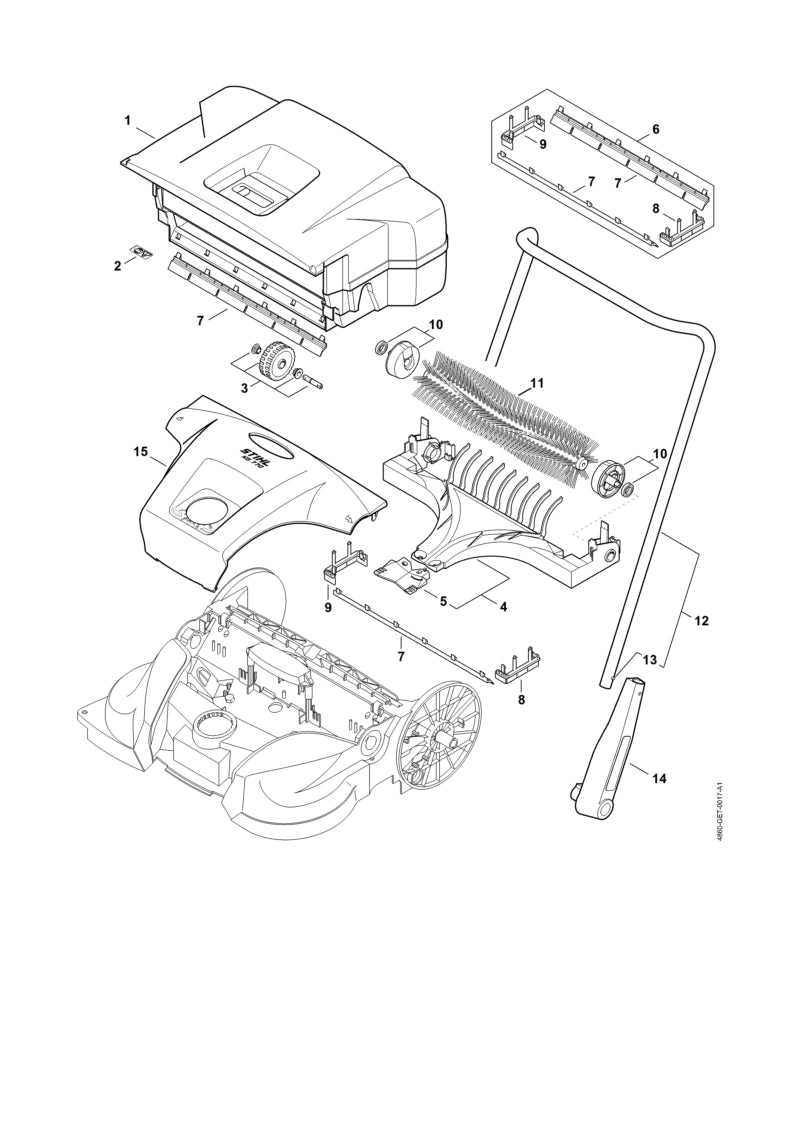 STIHL 4860-730-0500 Haube positie 15 technische tekening