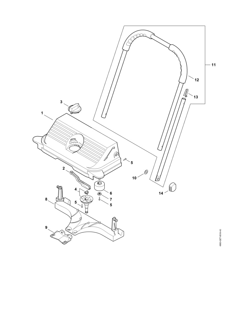 STIHL 4860-731-9100 Drehgriff positie 3 technische tekening