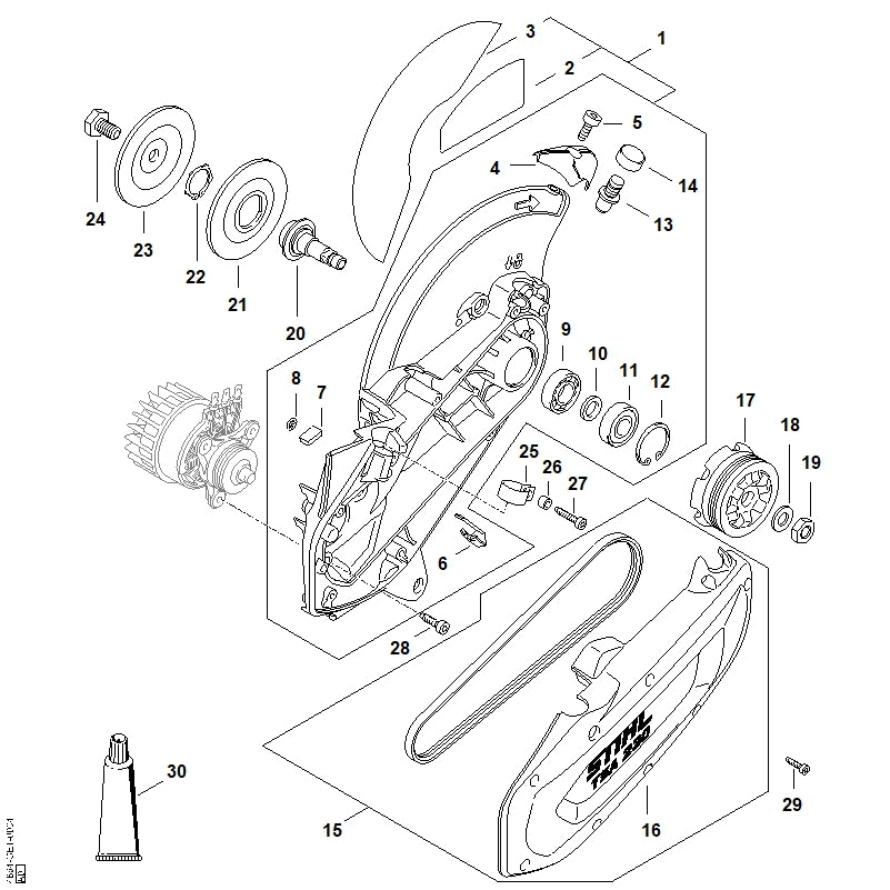 STIHL 4864-764-8500 Riemenscheibe positie 17 technische tekening