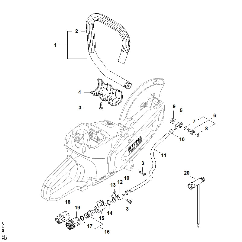 STIHL 4224-890-3400 Kombischlüssel positie 20 technische tekening
