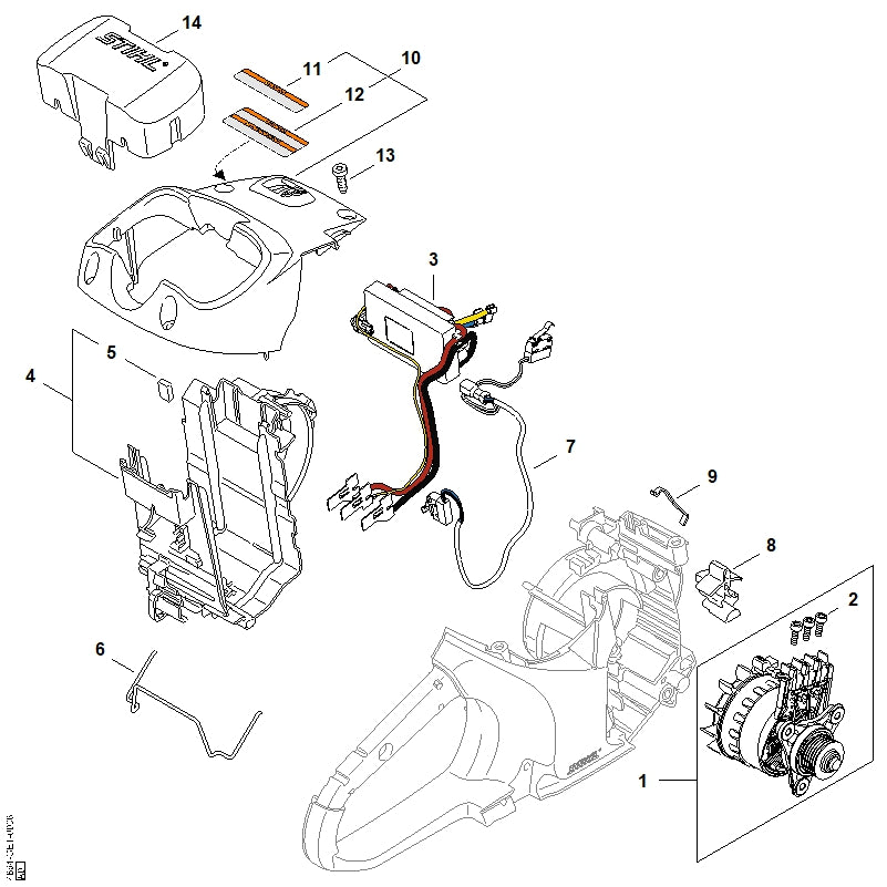 STIHL 4864-430-1405 Elektronikmodul positie 3 technische tekening