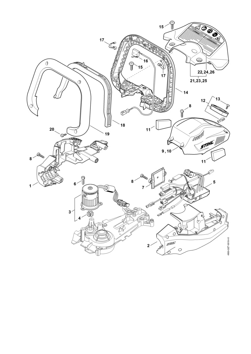 STIHL 4869-790-9112 Handschutz positie 23 technische tekening