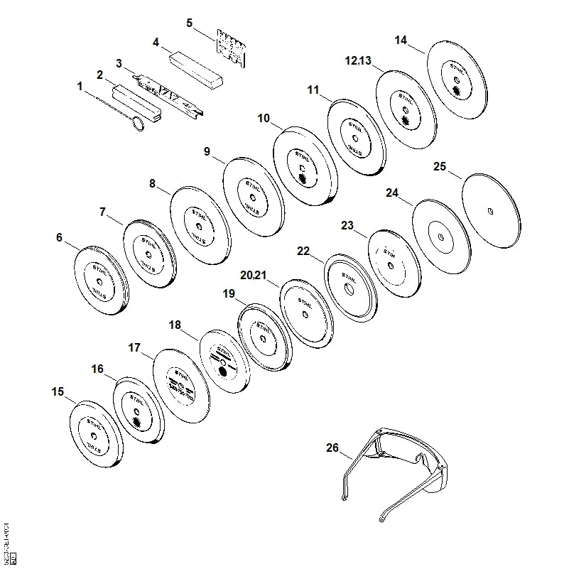 STIHL 5202-750-7010 Formschleifscheibe positie 8 technische tekening
