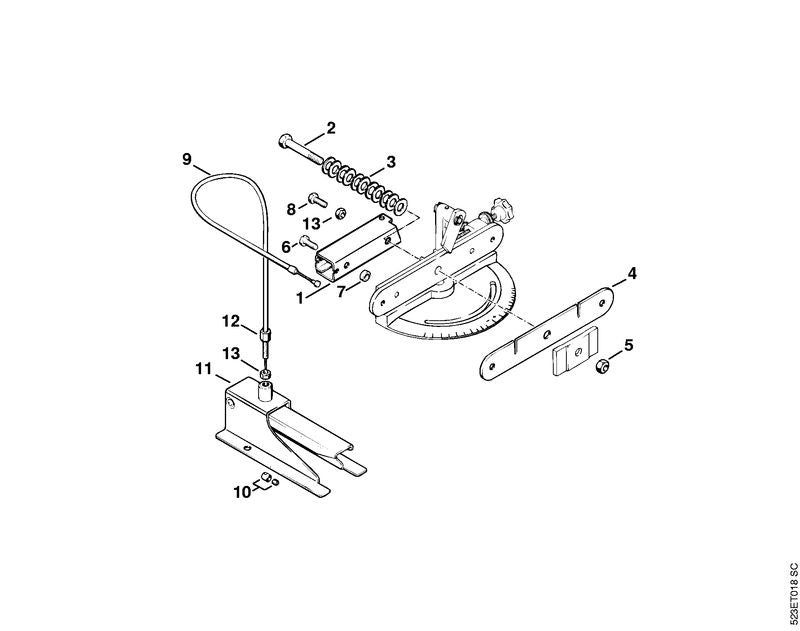 STIHL 5203-750-4100 Bowdenzug positie 9 technische tekening