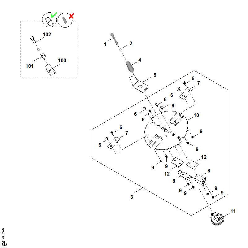 STIHL 6012-706-1500 Dämmplatte positie 12 technische tekening