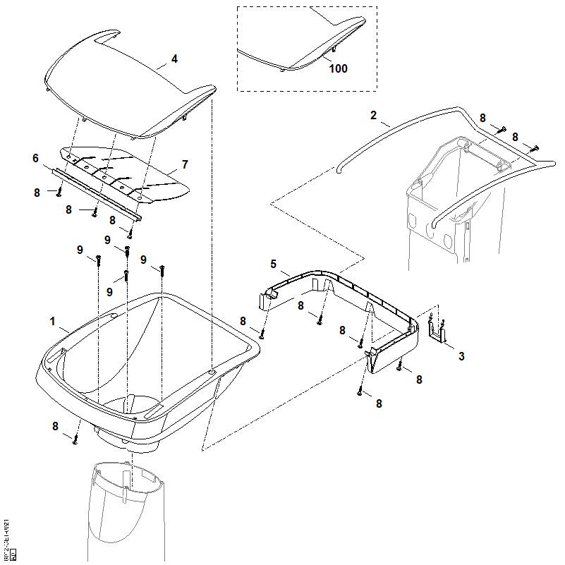 STIHL 6012-703-0303 Trichteroberteil positie 1 technische tekening